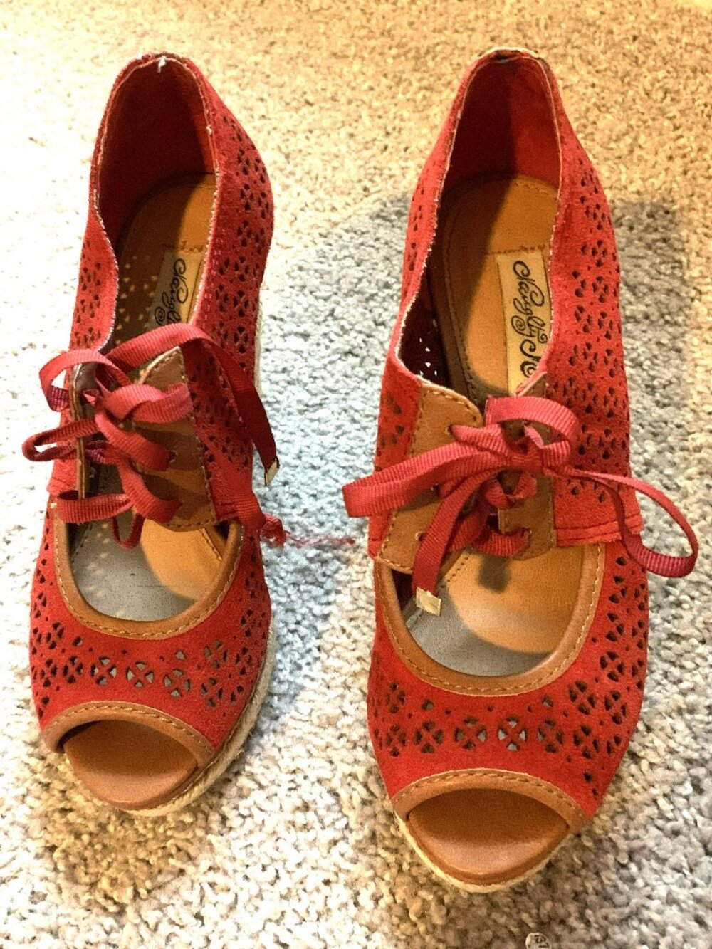 Wedge Espadrilles - Naughty Monkey - Southern Sunrise  - Red Suede